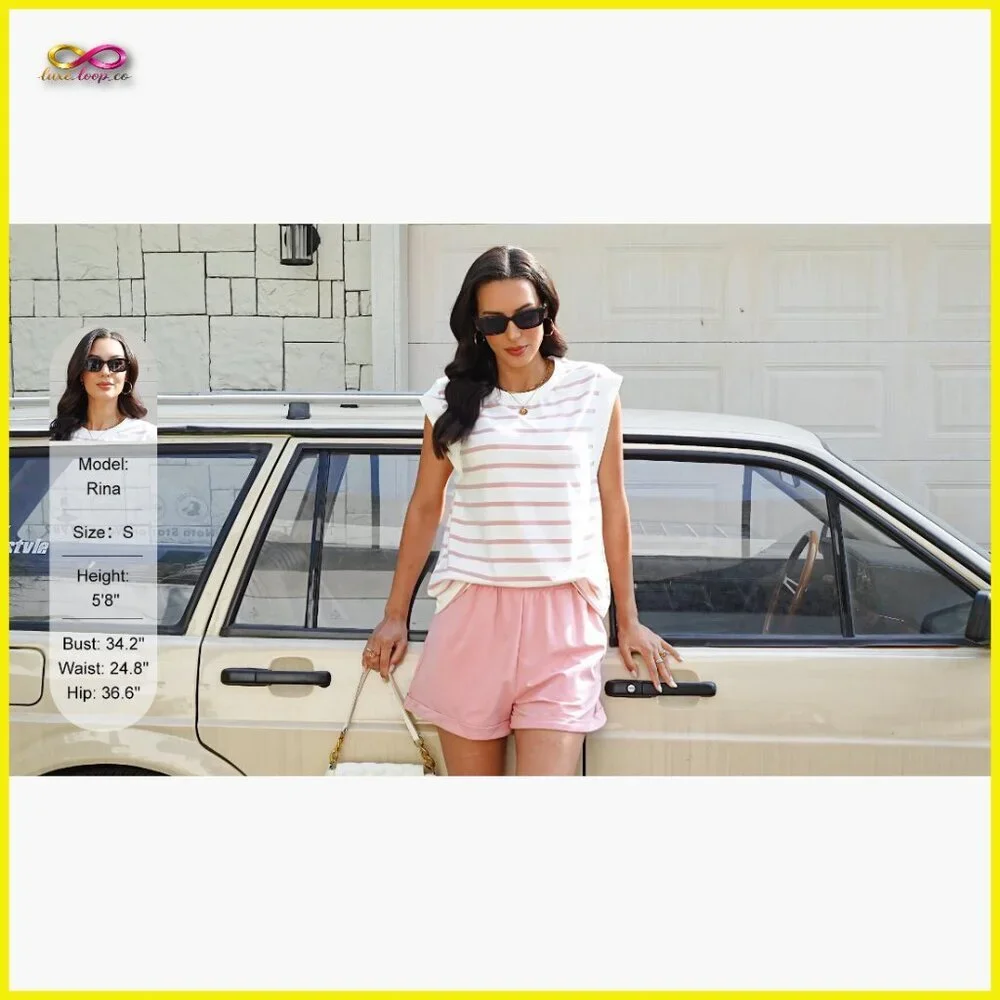 Lightweight Lounge Set Cap Sleeve Top Elastic Waist Shorts Matching Outfit